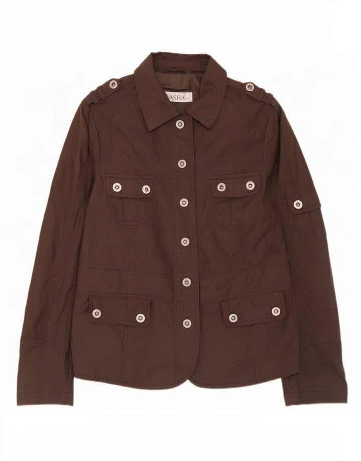 Sasha Γυναικείο Military Jacket UK 12 Βαμβακερό μεσαίο καφέ