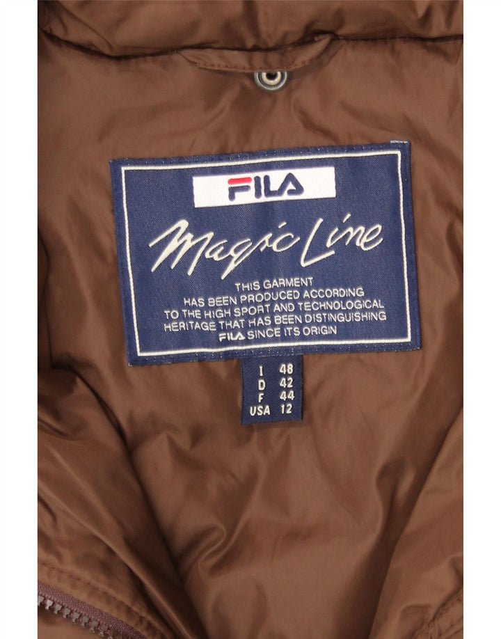 Γυναικείο Καπιτονέ Παλτό Fila με Κουκούλα IT 48 XL Καφέ Πολυαμίδιο