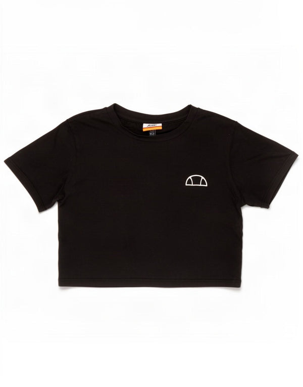 Γυναικείο γραφικό μπλουζάκι Ellesse Crop Top UK 10 Μικρό μαύρο βαμβακερό