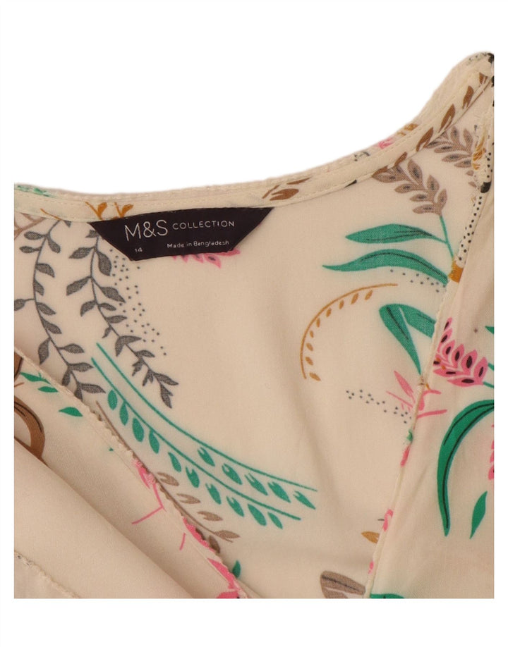 Marks & Spencer Γυναικεία Μπλούζα Τοπ UK 14 Large Off White Floral