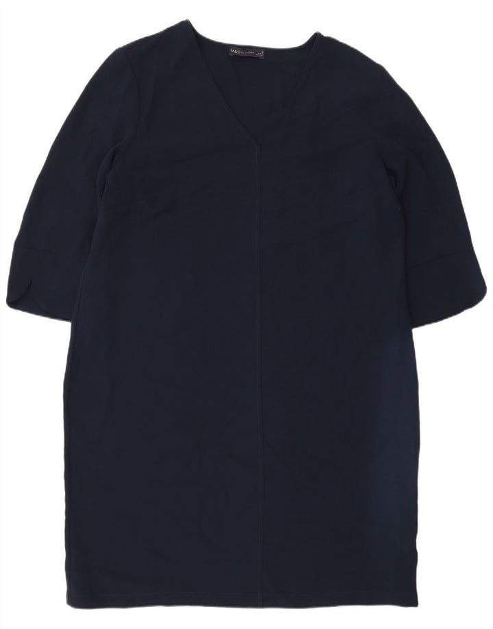 Marks & Spencer Γυναικείο φόρεμα 3/4 Sleeve Shift UK 16 Large Navy Blue