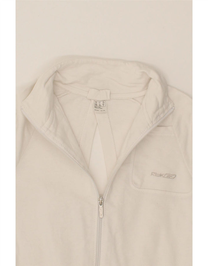 REEBOK Womens Tracksuit Top Jacket UK 12 Medium  White Cotton Vintage Reebok and Second-Hand Reebok from Messina Hembry 