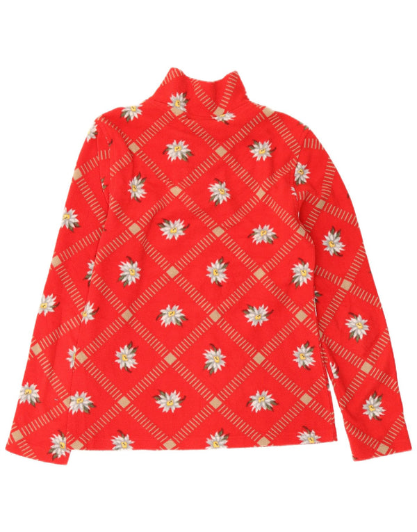 Conte of Florence Γυναικείο φερμουάρ Fleece Jumper UK 12 Medium Red Floral