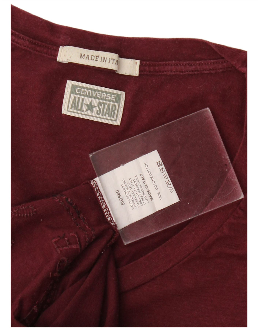 Γυναικείο γραφικό μπλουζάκι Converse Top UK 14 μεσαίο μπορντό βαμβάκι