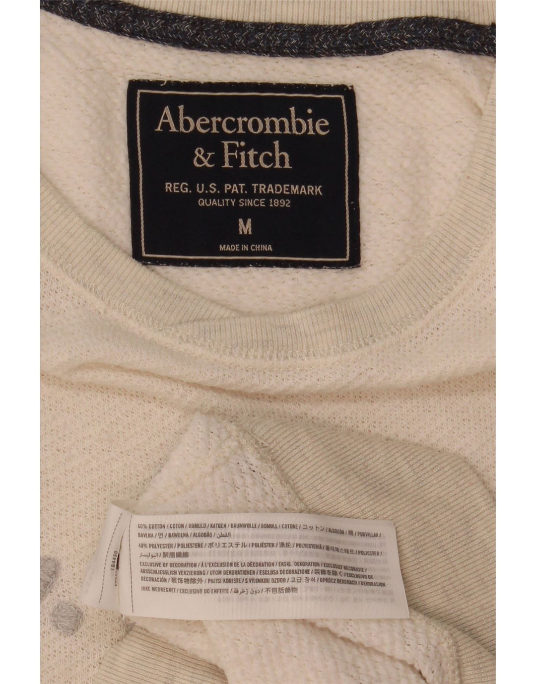 Ανδρικό γραφικό φούτερ Abercrombie & Fitch, βαμβακερό, μεσαίο σε λευκό χρώμα
