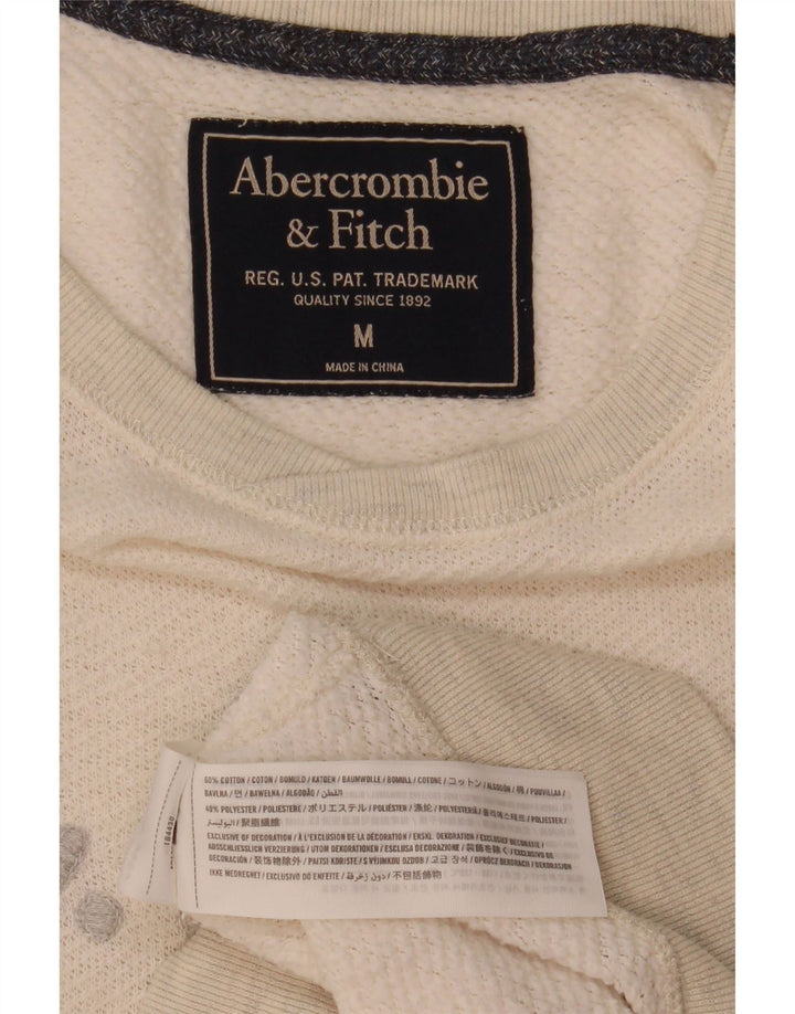 Ανδρικό γραφικό φούτερ Abercrombie & Fitch, βαμβακερό, μεσαίο σε λευκό χρώμα