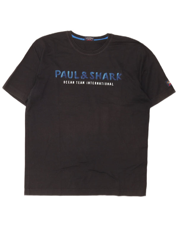 Paul & Shark Ανδρικό Yachting Γραφικό T-Shirt Top Large Μαύρο