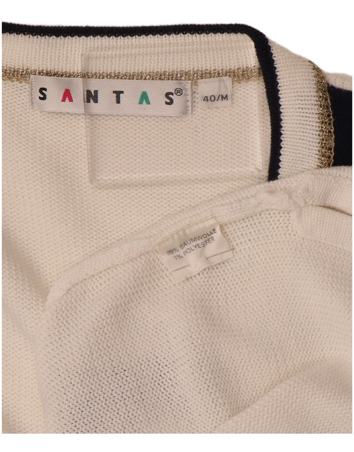 VINTAGE Γυναικείο πουλόβερ Longline Cardigan UK 14 Medium White