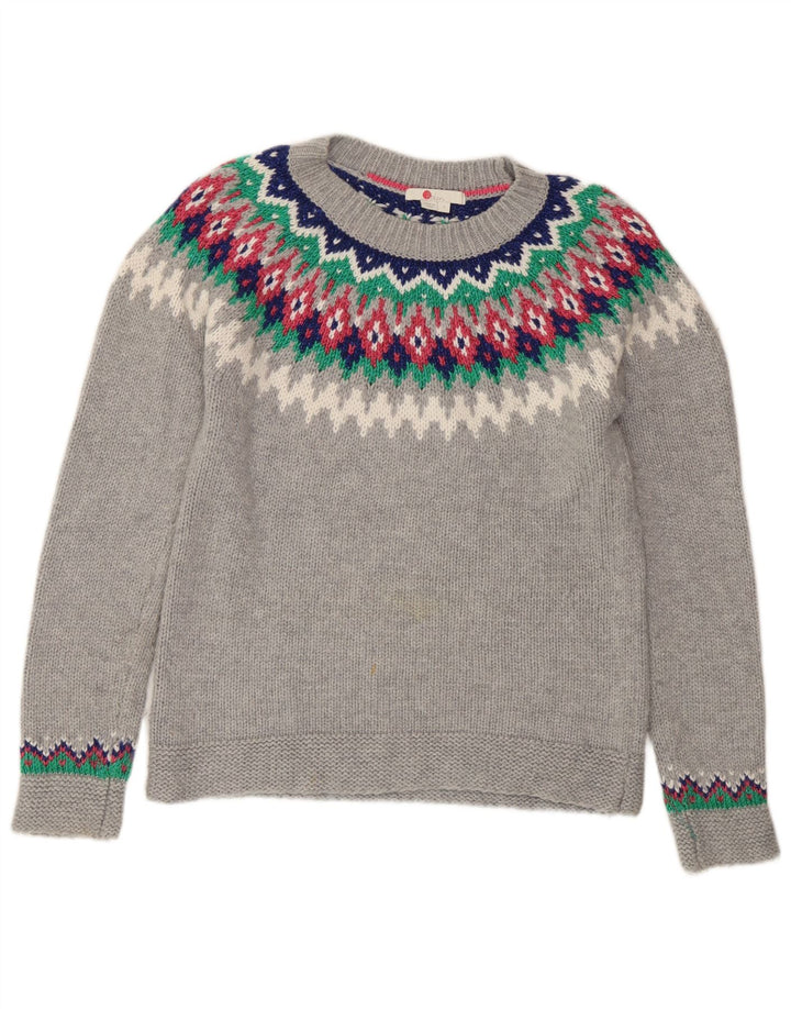 Γυναικείο πουλόβερ Boden Crew Neck Jumper UK 10 Small Grey Fair Isle Polyamide