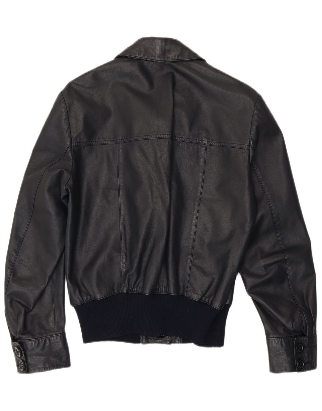 Vintage Γυναικείο Bomber Δερμάτινο Μπουφάν UK 14 Medium Navy Blue Leather