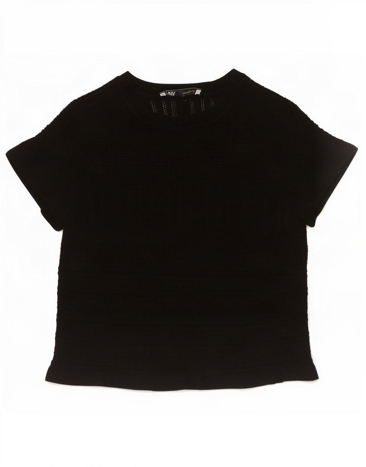 Zara Γυναικεία Πλεκτή Μπλούζα Τοπ UK 12 Medium Black