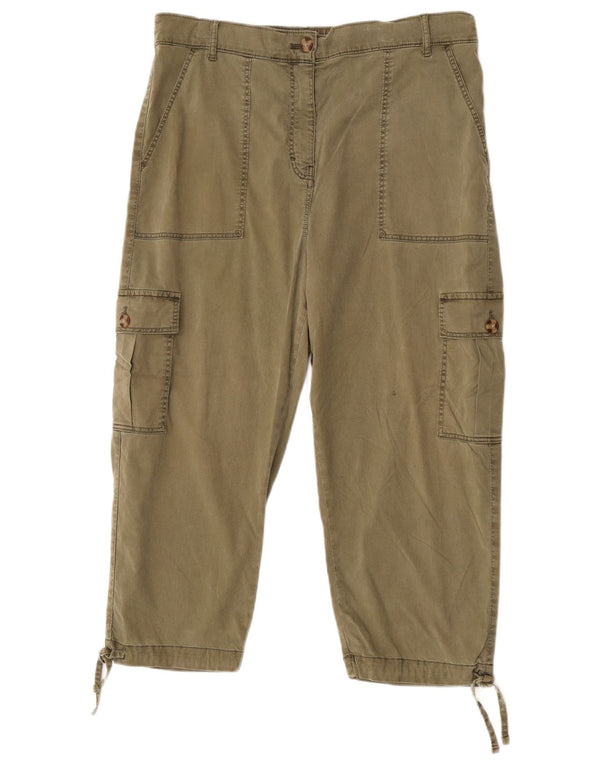 Marks & Spencer Γυναικείο ψηλόμεσο παντελόνι Capri UK 16 Large W36 L22 Khaki