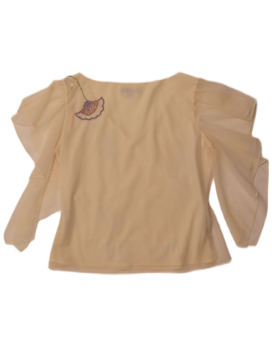 COAST Womens Crop See Through Μπλούζα Top UK 16 Large Yellow Polyester