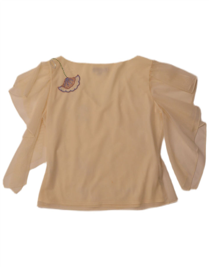 COAST Womens Crop See Through Μπλούζα Top UK 16 Large Yellow Polyester