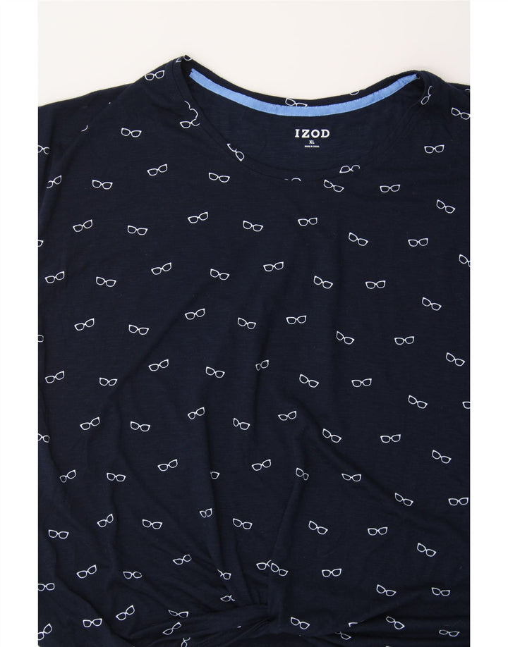 IZOD Womens Abstract Pattern Blouse Top UK 18 XL Navy Blue Polyester Vintage Izod and Second-Hand Izod from Messina Hembry 