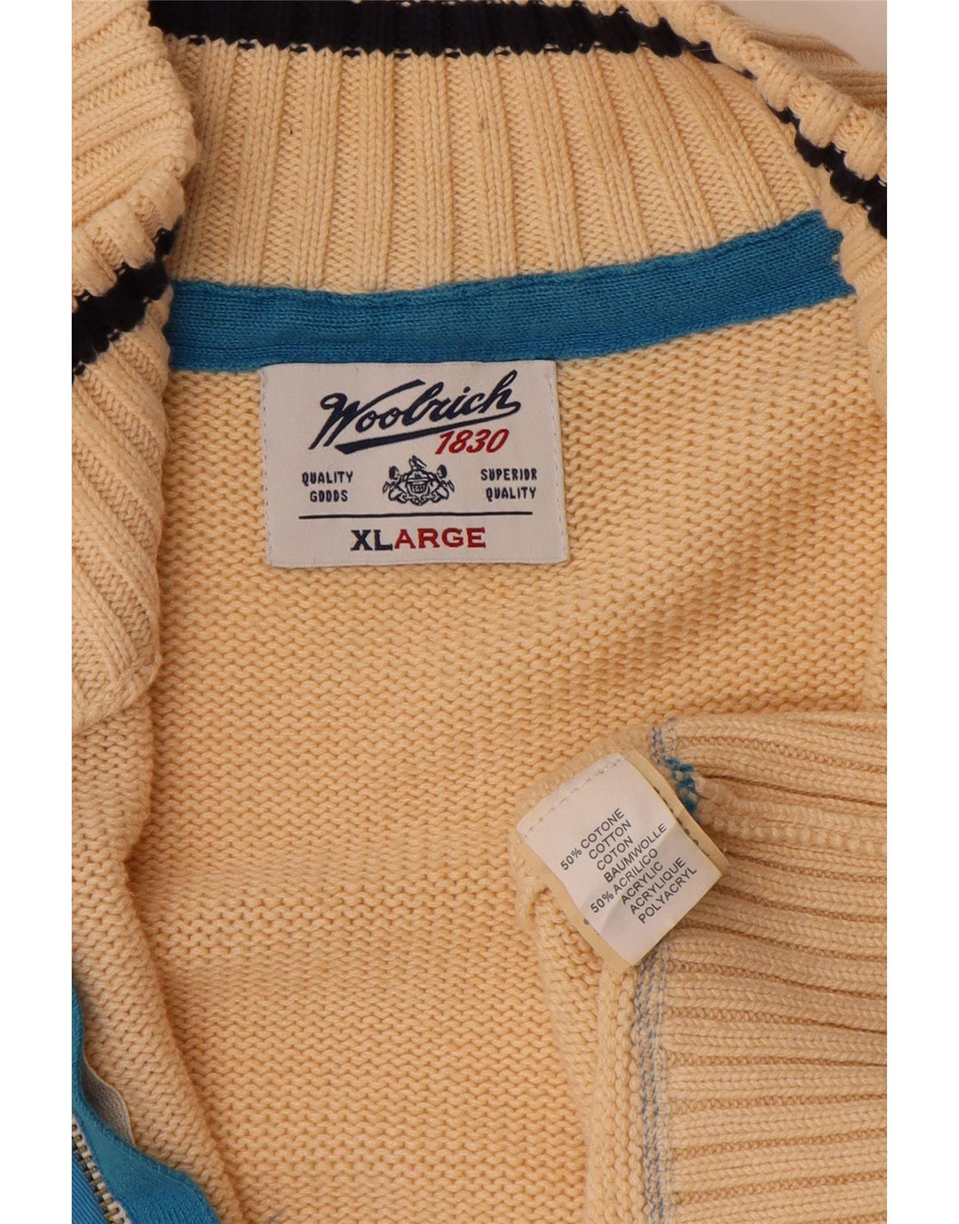 Ανδρικό πουλόβερ γραφικών ζακέτα WOOLRICH XL Μπεζ βαμβακερό