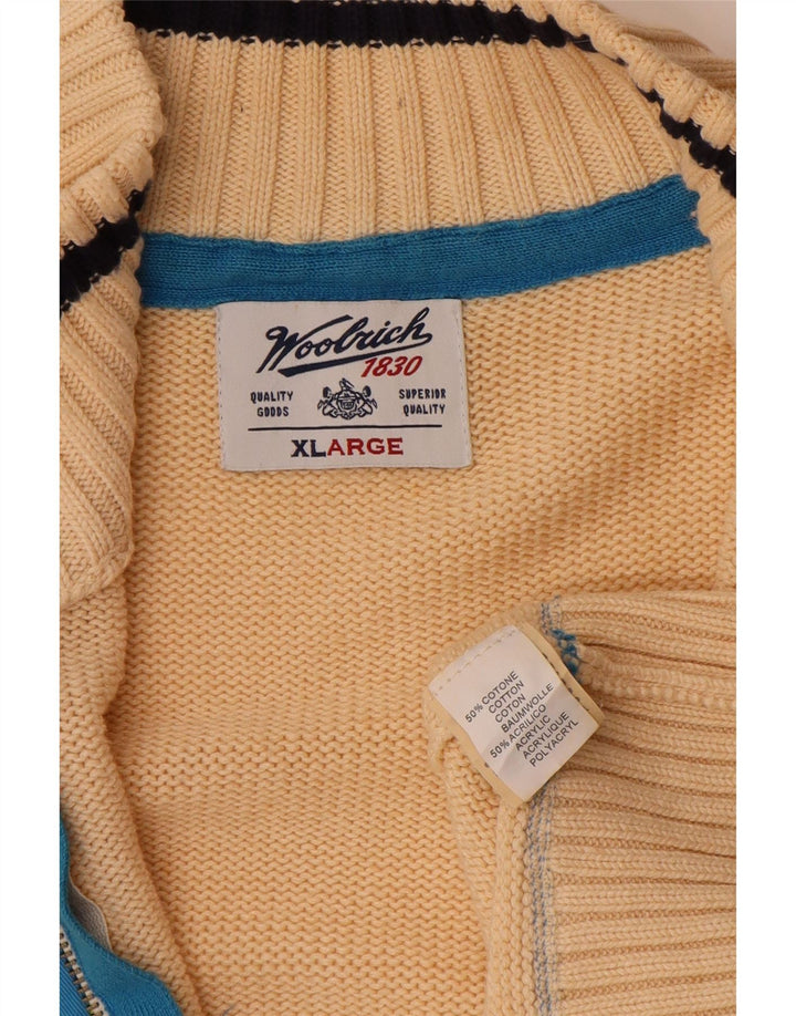 Ανδρικό πουλόβερ γραφικών ζακέτα WOOLRICH XL Μπεζ βαμβακερό