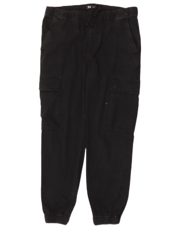 Zara Ανδρικό παντελόνι Joggers Cargo Medium W31 L26 Μαύρο βαμβακερό