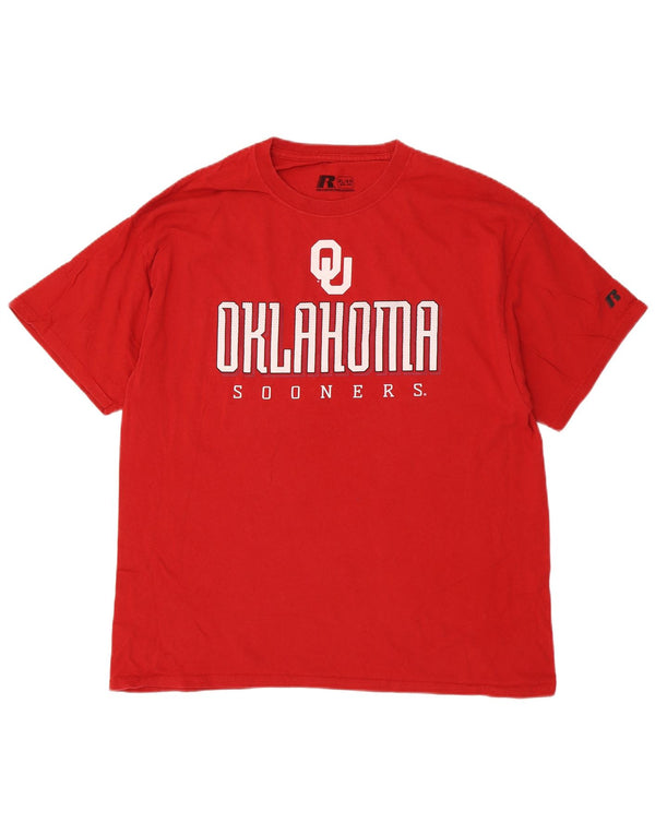 Russell Athletic Mens Oklahoma Sooners Graphic T-Shirt Top XL Red Cotton