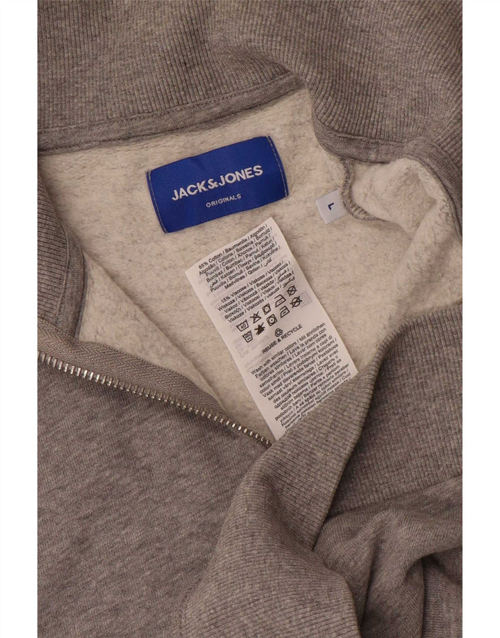 Jack & Jones ανδρικό φούτερ με φερμουάρ με λαιμόκοψη σε μεγάλο γκρι φούτερ