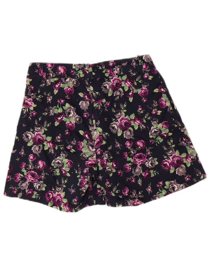 VINTAGE Womens Pegged Chino Shorts Medium W26  Navy Blue Floral