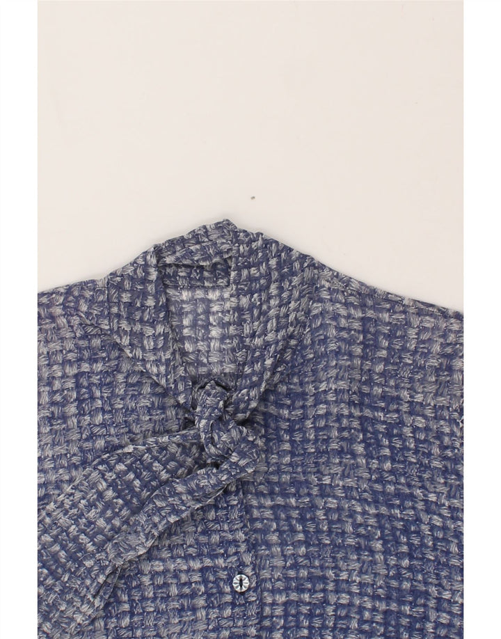VINTAGE Womens Front Tie Shirt Blouse UK 12 Medium Blue Check Vintage Vintage and Second-Hand Vintage from Messina Hembry 