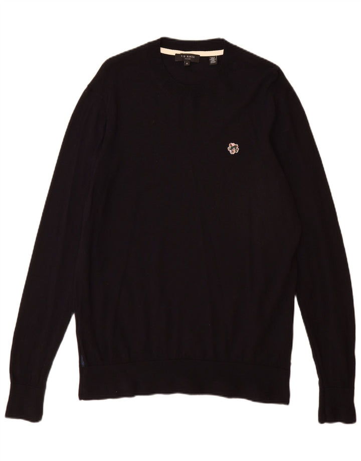Γυναικείο πουλόβερ με λαιμόκοψη Ted Baker, Μέγεθος 5 XL Navy Blue Wool