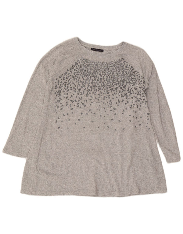 Marks & Spencer Womens Long Sleeve Tunic Top UK 16 Large Grey Polyester