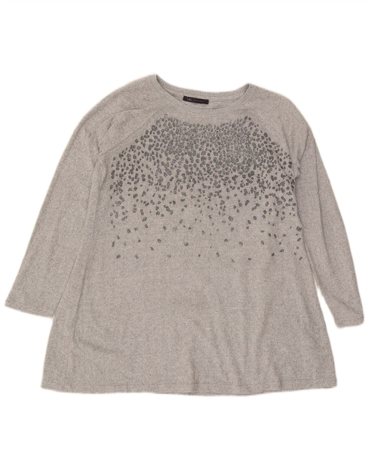 Marks & Spencer Γυναικείο μακρυμάνικο τουνίκ τοπ UK 16 Large Grey Polyester