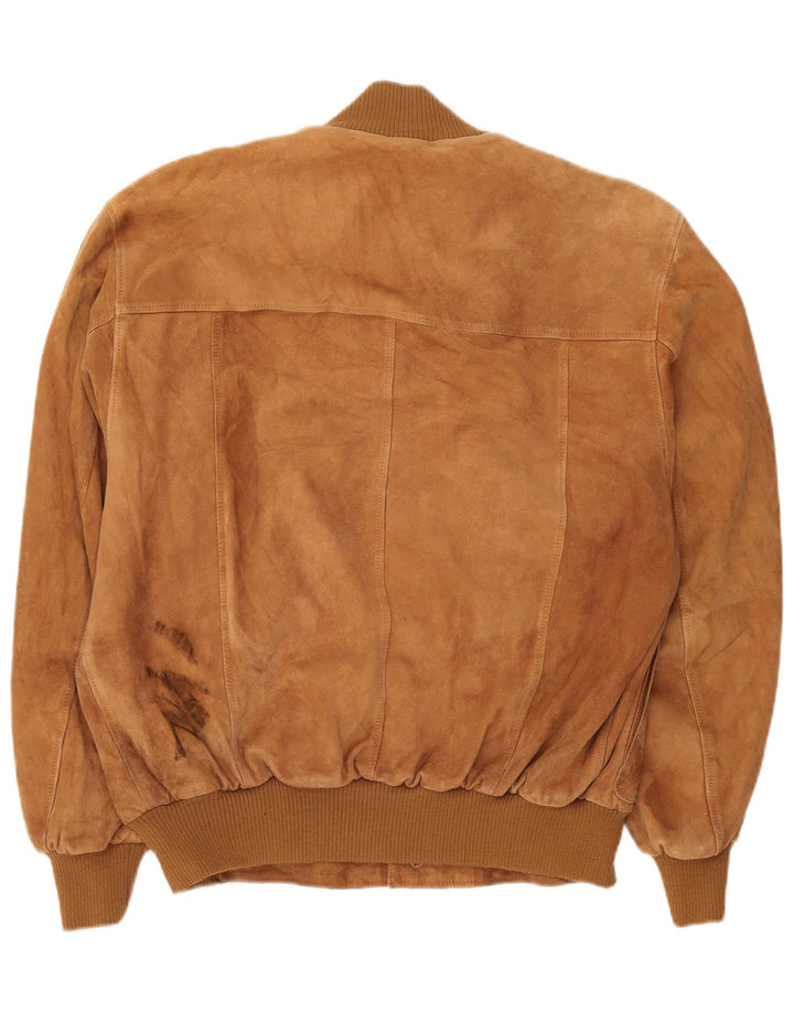 Vintage Ανδρικό Suede Bomber Jacket IT 54 2XL Καφέ Δερμάτινο