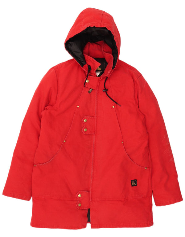 Ανδρικό παλτό με κουκούλα Richlu UK 40 μεγάλο κόκκινο βαμβακερό