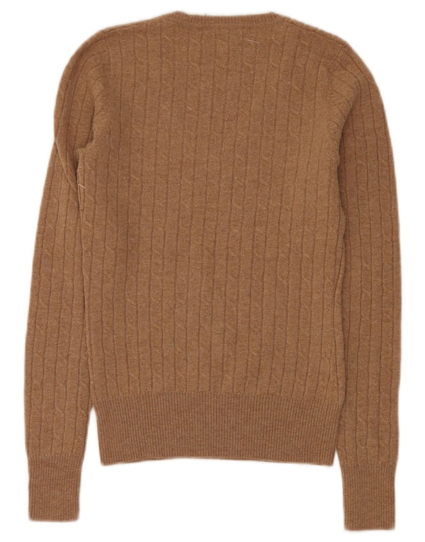 Gant γυναικείο Stretch πουλόβερ με λαιμόκοψη UK 6 XS Καφέ Lambswool