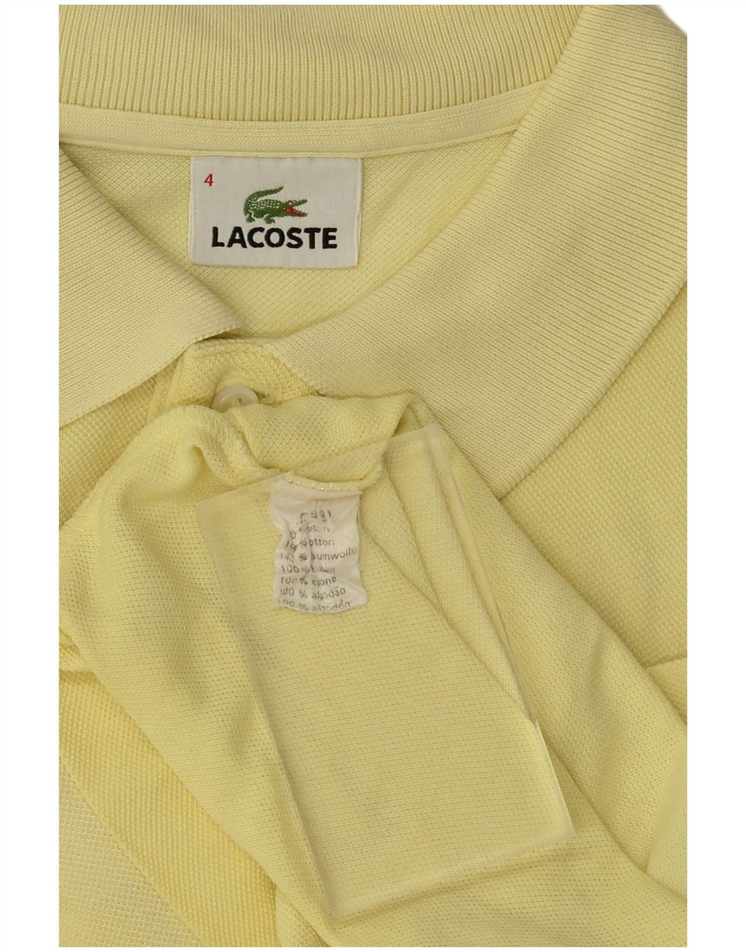 LACOSTE Mens Polo Shirt Size 4 Medium Yellow Cotton