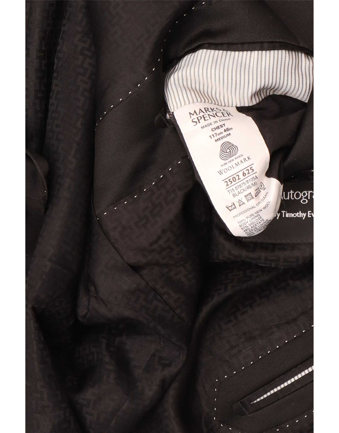 Marks & Spencer Ανδρικό σακάκι σακάκι 1 κουμπιού UK 46 XL μαύρο νέο μαλλί
