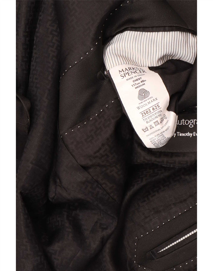 Marks & Spencer Ανδρικό σακάκι σακάκι 1 κουμπιού UK 46 XL μαύρο νέο μαλλί