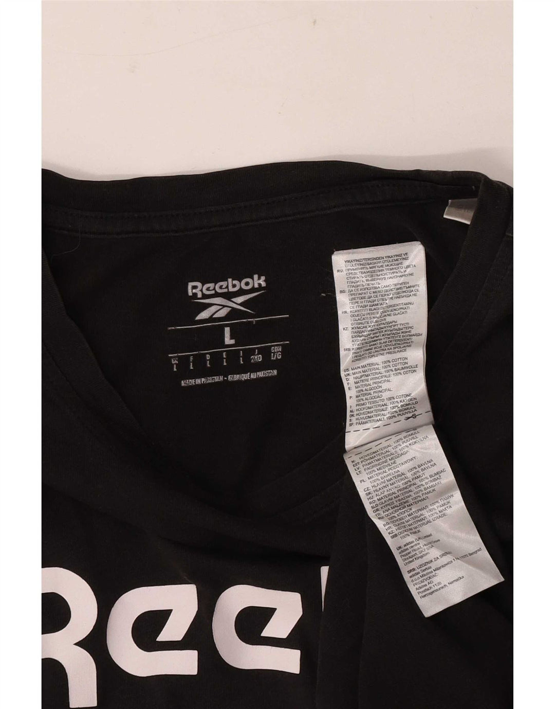Ανδρικό γραφικό T-Shirt Reebok Top μεγάλο μαύρο βαμβακερό