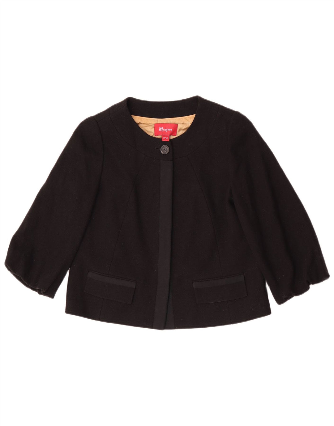 Monsoon Γυναικείο μπουφάν Bolero 3/4 Sleeve UK 10 Small Black Wool