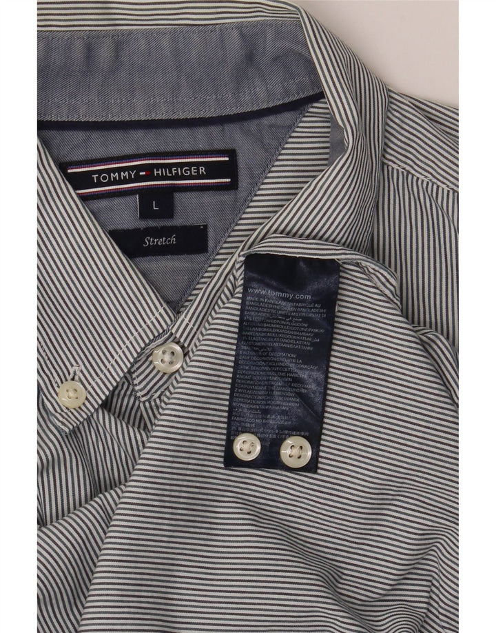 Ανδρικό πουκάμισο TOMMY HILFIGER Μεγάλο Μπλε Βαμβακερό με ρίγες