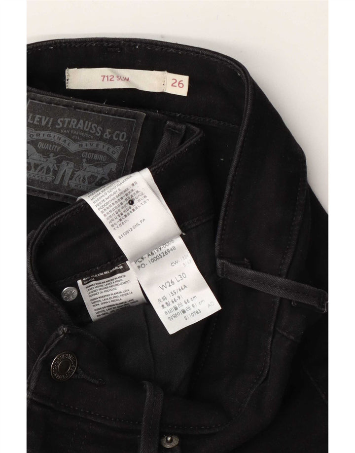 Levi's Womens 712 Slim Jeans W26 L30 Μαύρο Βαμβακερό