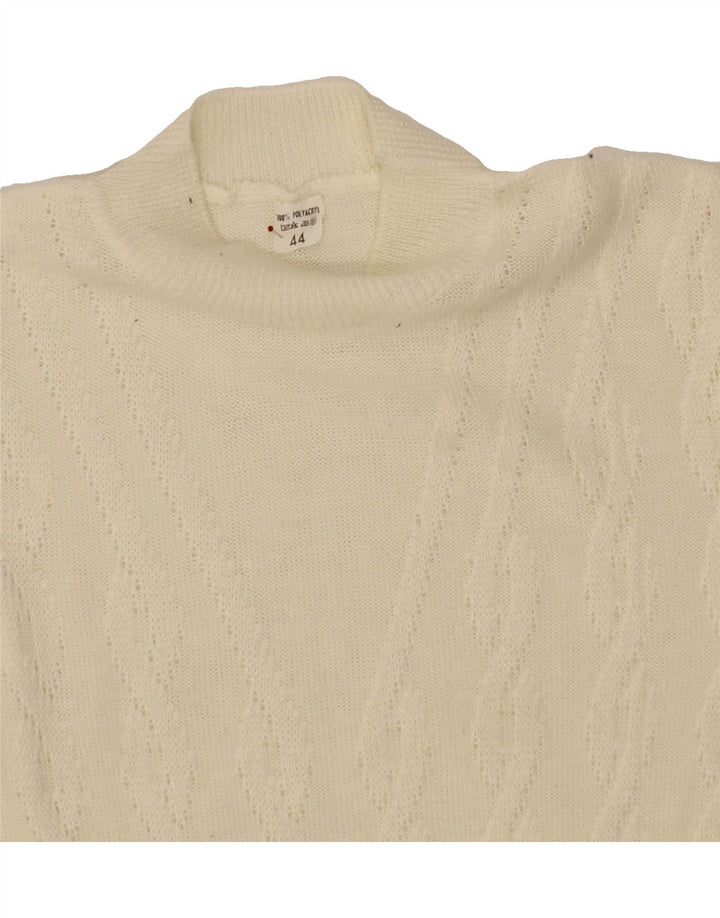 VINTAGE Womens Turtle Neck Jumper Sweater IT 44 Medium Off White Vintage Vintage and Second-Hand Vintage from Messina Hembry 