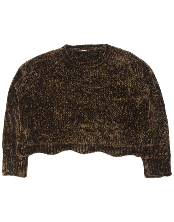 Zara Γυναικείο πουλόβερ Crop Oversized Crew Neck Jumper UK 14 Medium Green