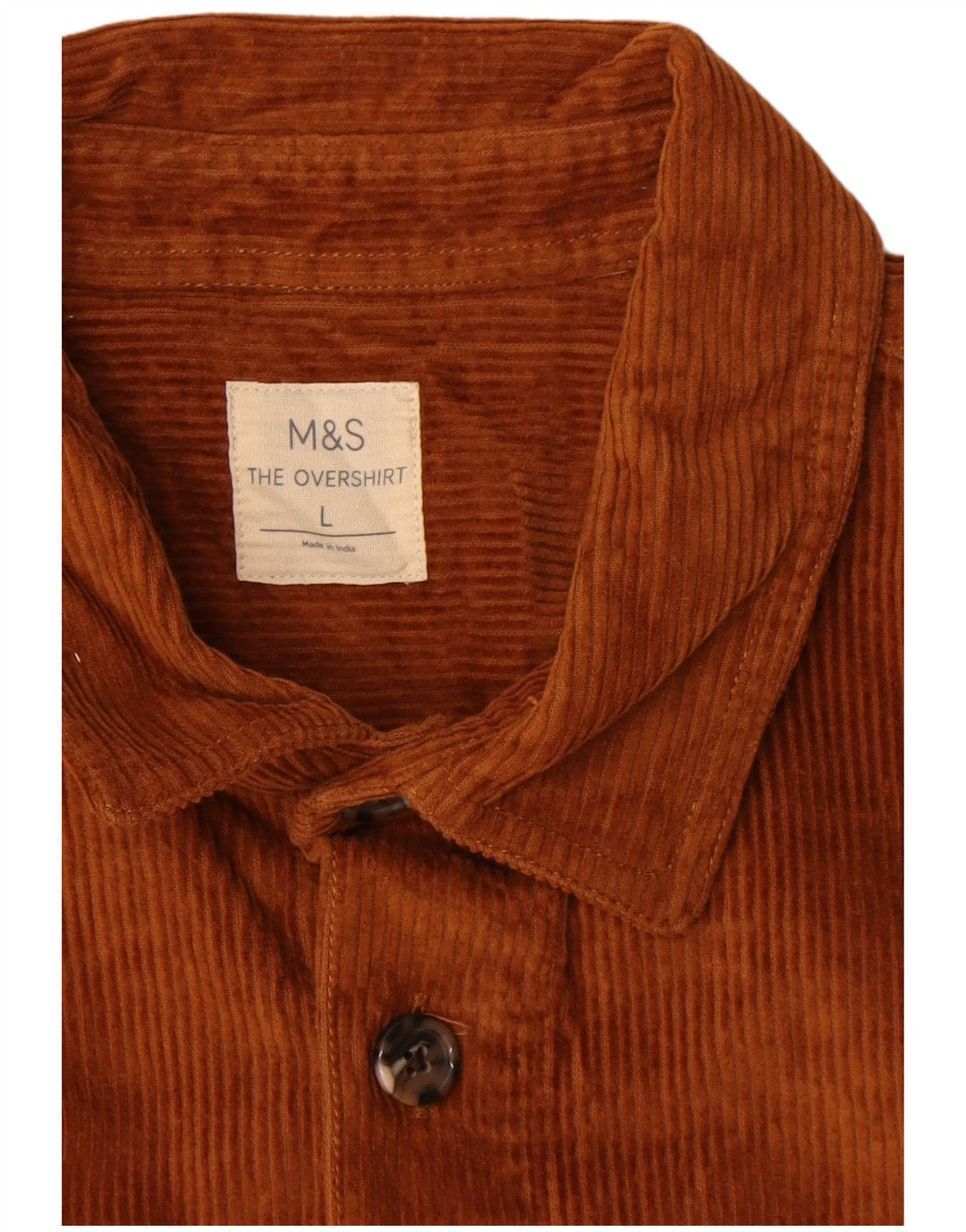 Ανδρικό πουκάμισο Marks & Spencer Κοτλέ πουκάμισο μεγάλο καφέ βαμβακερό