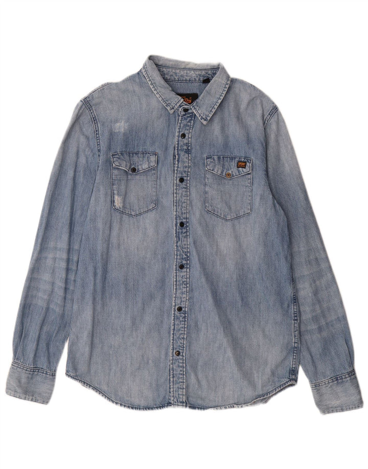 Ανδρικό τζιν πουκάμισο Superdry XL Μπλε βαμβακερό