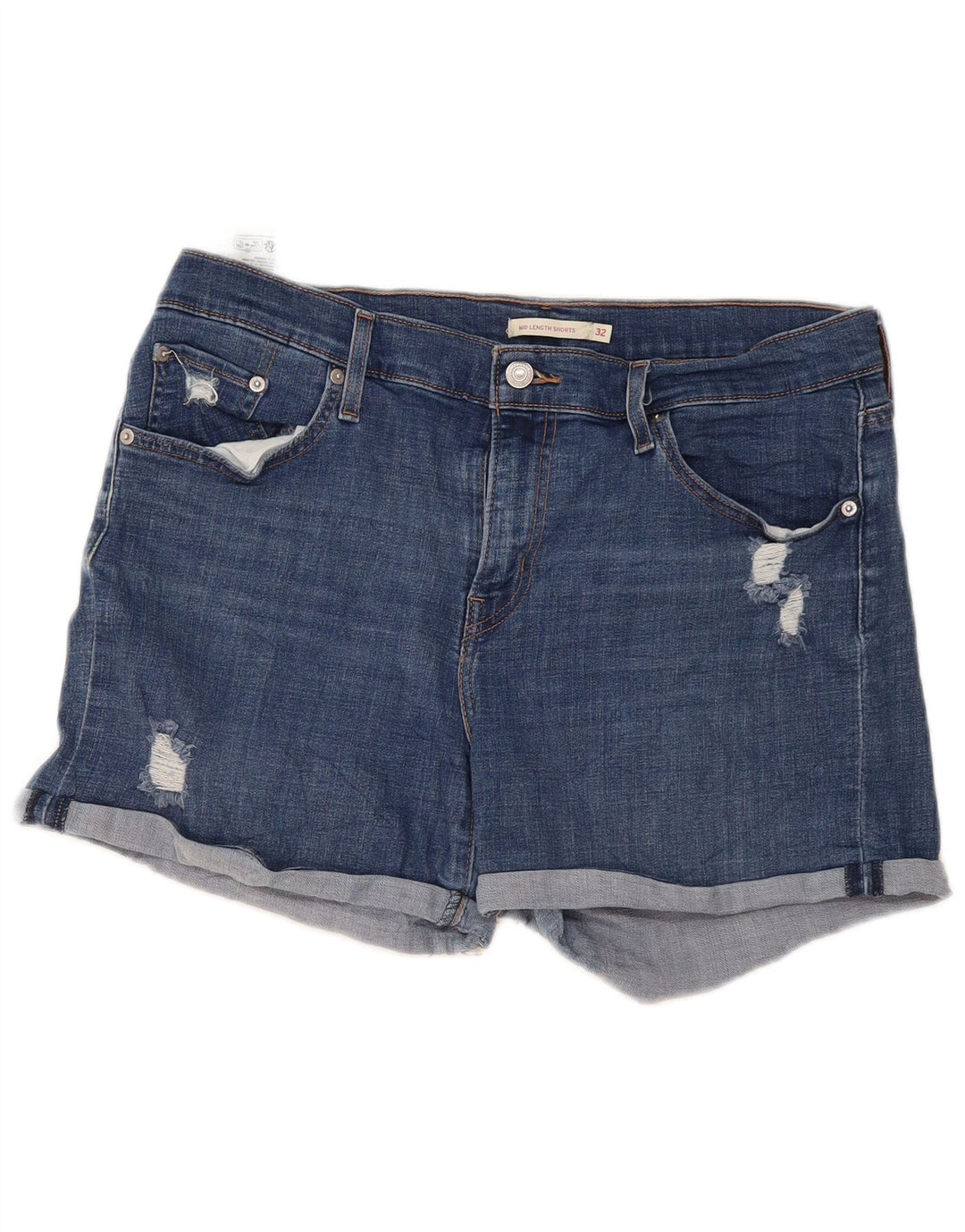 Γυναικείο τζιν σορτς Levi's Distressed W32 μεγάλο μπλε βαμβακερό