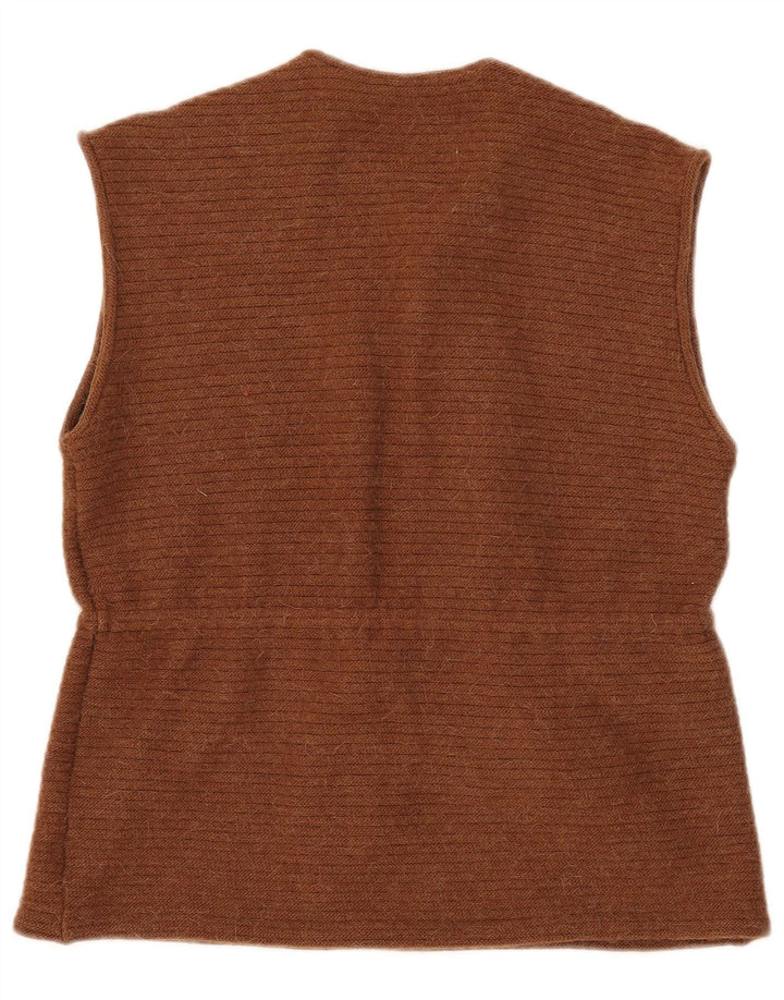 Vintage γυναικείο βολάν μπροστινό γιλέκο Tank Top UK 16 Large Brown