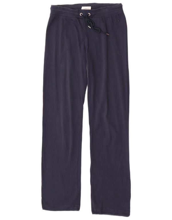 Champion Womens Tracksuit Trousers UK 14 Large Navy Blue Cotton