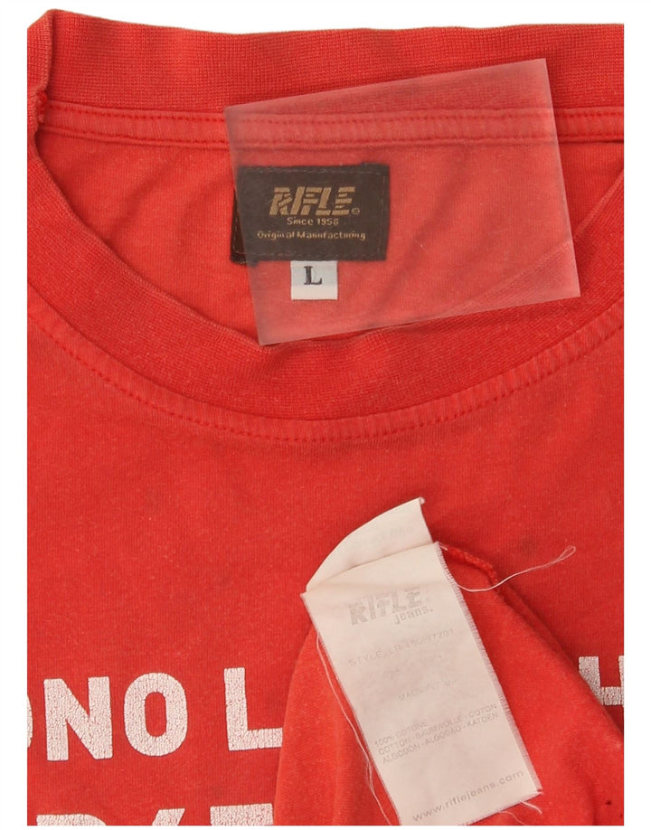 Ανδρικό γραφικό T-Shirt Rifle Top μεγάλο κόκκινο βαμβακερό