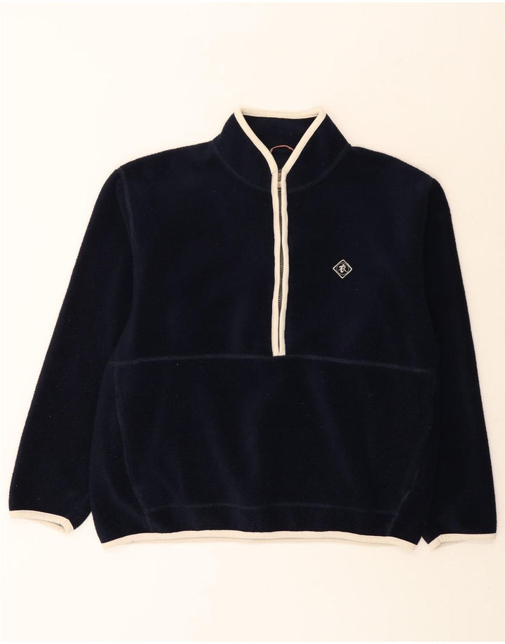 White Stuff Ανδρικό φερμουάρ με λαιμόκοψη Fleece Jumper Μεγάλο Navy Blue Polyester