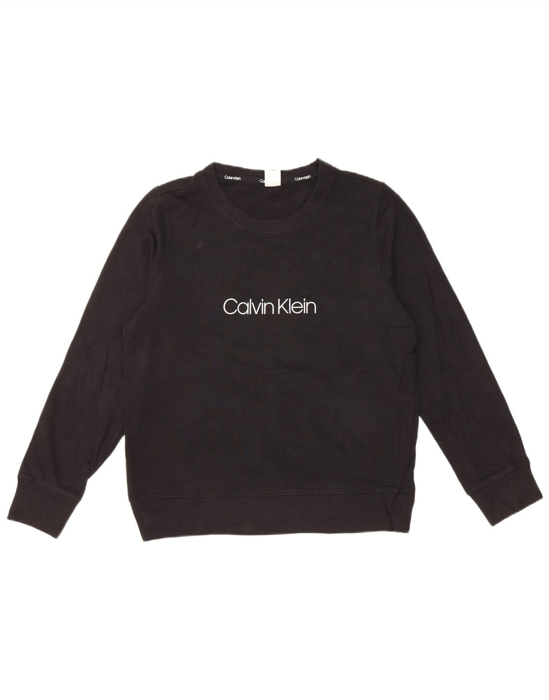 Γυναικείο γραφικό φούτερ CALVIN KLEIN Jumper UK 14 μεσαίο μαύρο βαμβακερό