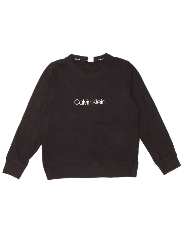 Γυναικείο γραφικό φούτερ CALVIN KLEIN Jumper UK 14 μεσαίο μαύρο βαμβακερό